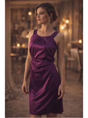 Gabby Skye Purple Satin Dress Size 10 Elegant Cocktail Wedding Guest Formal